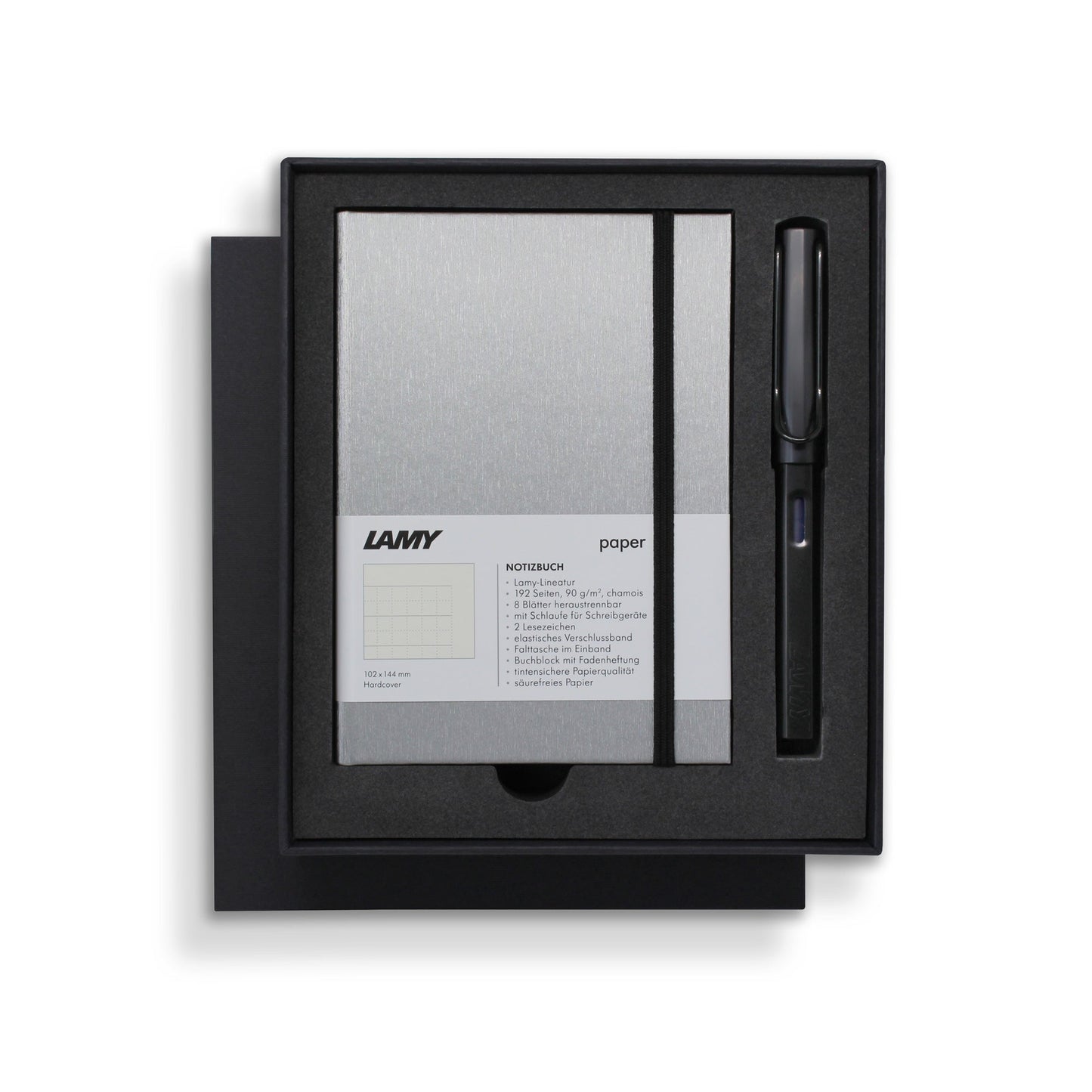 Lamy A6 Hard Cover Notebook + Black Fountain Pen Gift Set