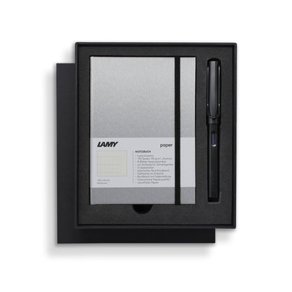 Lamy A6 Hard Cover Notebook + Black Fountain Pen Gift Set