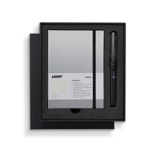 Lamy A6 Hard Cover Notebook + Black Fountain Pen Gift Set