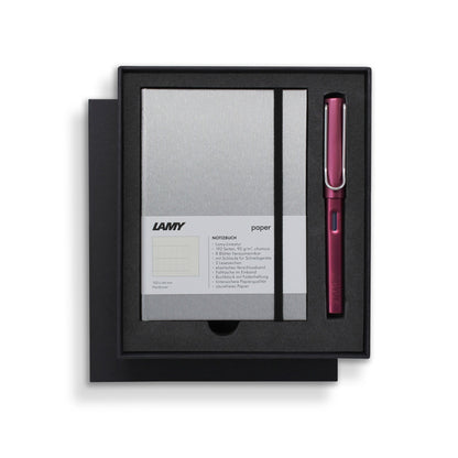Lamy A6 Hard Cover Notebook + Black/Purple Fountain Pen Gift Set