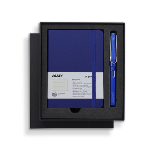 Lamy A6 Soft Cover Notebook + Blue Fountain Pen Gift Set