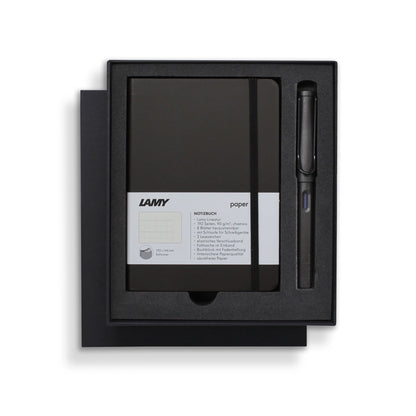 Lamy A6 Soft Cover Notebook + Charcoal Fountain Pen Gift Set