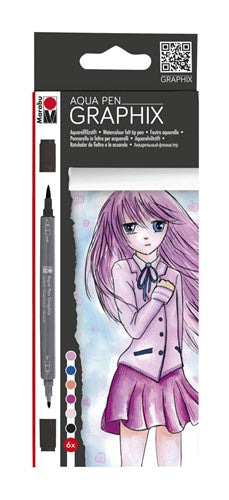 Marabu Aqua Graphix Pen Make Manga Set Of 6