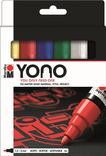 Marabu YONO Acrylic Markers Bullet Tip Sets Of 6