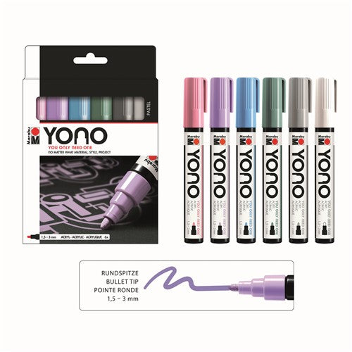 Marabu YONO Acrylic Markers Bullet Tip Sets Of 6