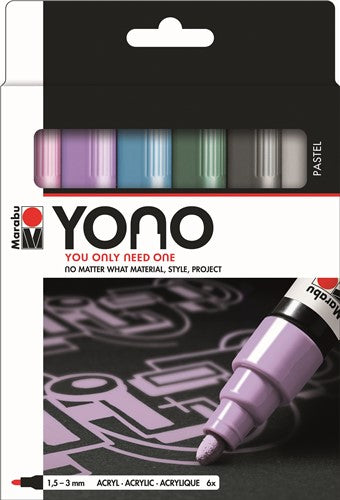 Marabu YONO Acrylic Markers Bullet Tip Sets Of 6