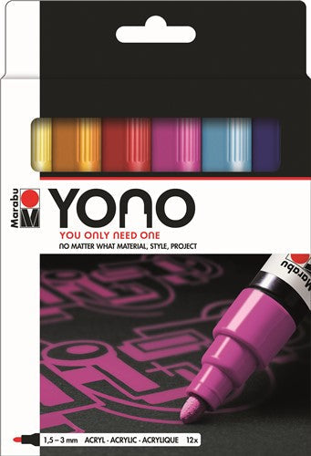 Marabu YONO Acrylic Markers Bullet Tip Set Of 12