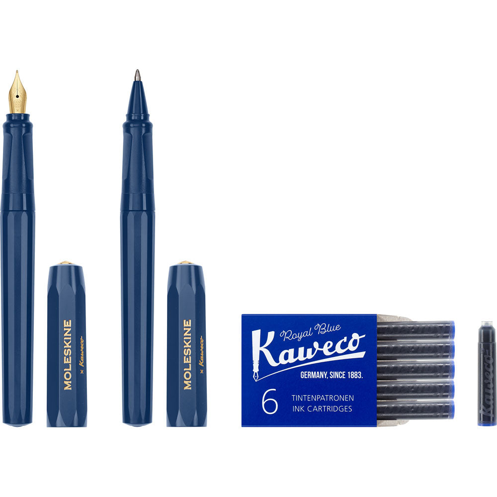 Moleskine Kaweco Blue Ballpoint + Fountain Pen Set
