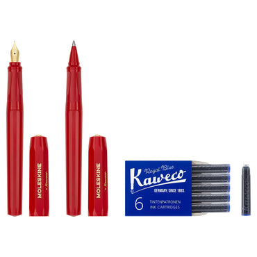 Moleskine Kaweco Red Ballpoint + Fountain Pen Set