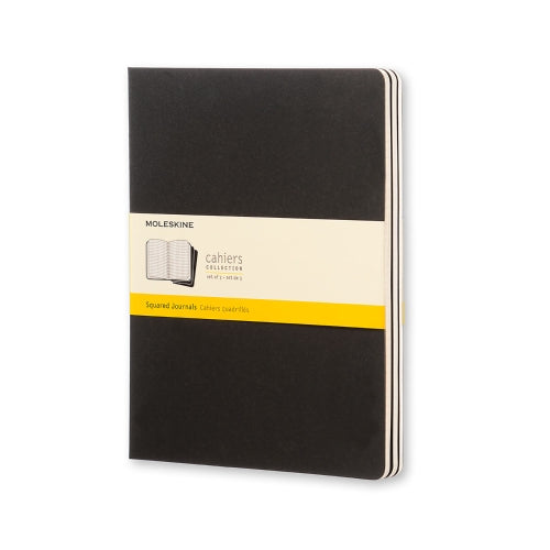 Moleskine Cahier Xtra Large Squared Black Journals Pack Of 3