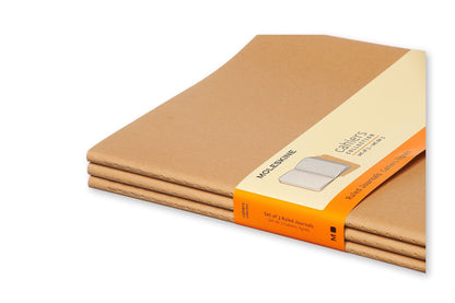 Moleskine X-large Kraft Brown Ruled Journals Pack of 3