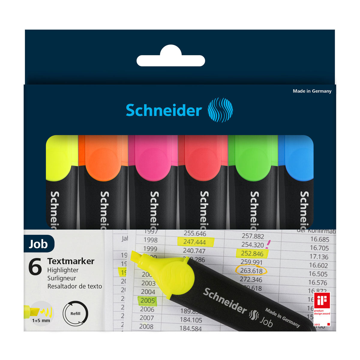 Schneider Job Assorted Highlighters Set of 6