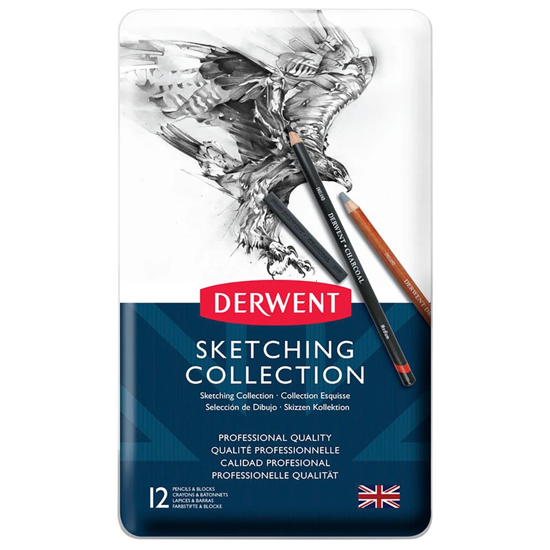 Derwent Pencils & Blocks Sketching Collection Tin of 12