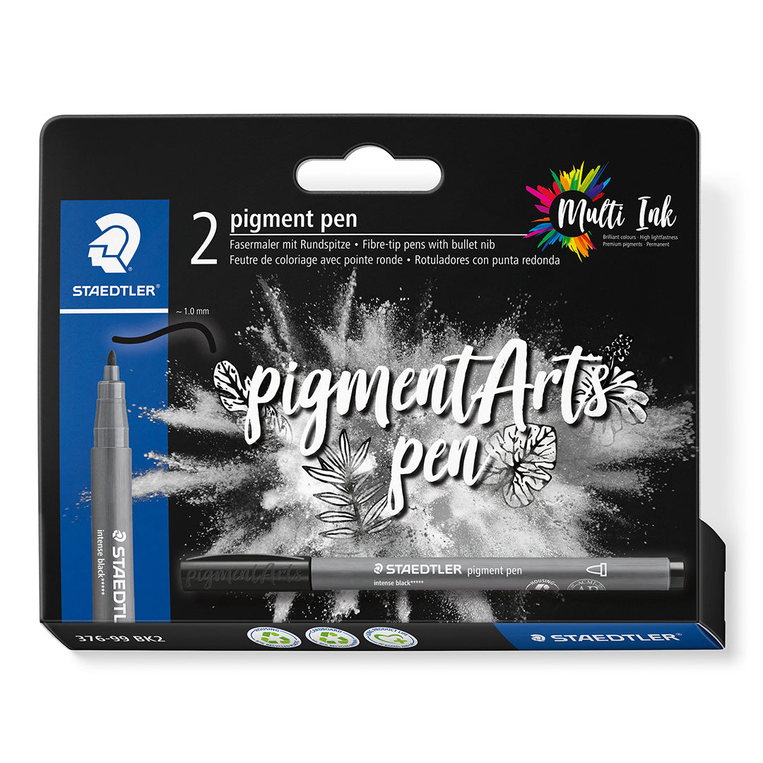 Staedtler Pigment Arts Fibre-Tip Bullet Nib Intense Black Set of 2