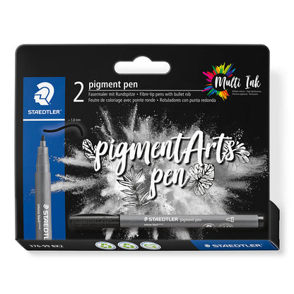 Staedtler Pigment Arts Fibre-Tip Bullet Nib Intense Black Set of 2