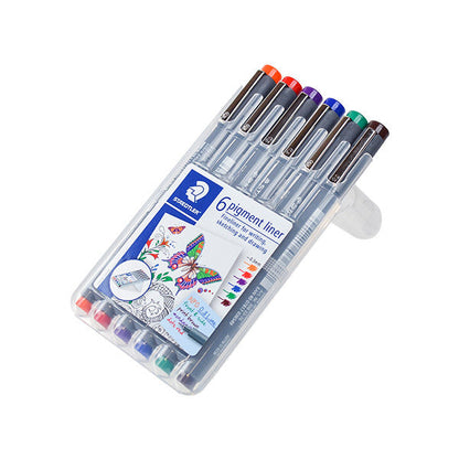 Staedtler 308 Coloured Pigment Liner 0.3 Assorted Deskset of 6 Set 1