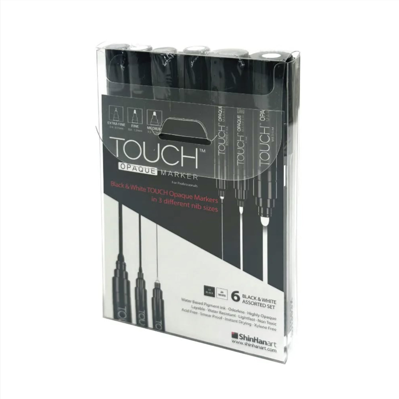 ShinHan Touch Opaque Markers Assorted Black & White Set of 6
