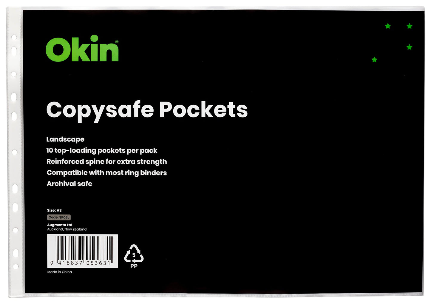 Okin Copysafe Pockets A3 Landscape - Pack Of 10
