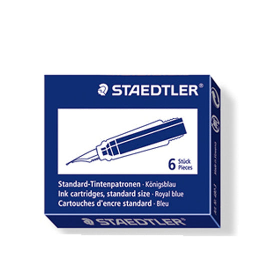 Staedtler Ink Cartridge Standard Size Refills 6 Pack Blue