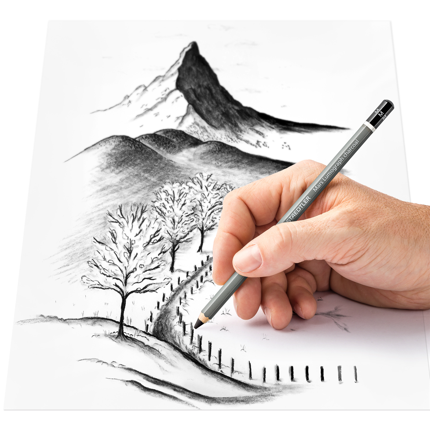 Staedtler Charcoal Pencil Mars Lumograph [3Pencils+1Paper Stump]