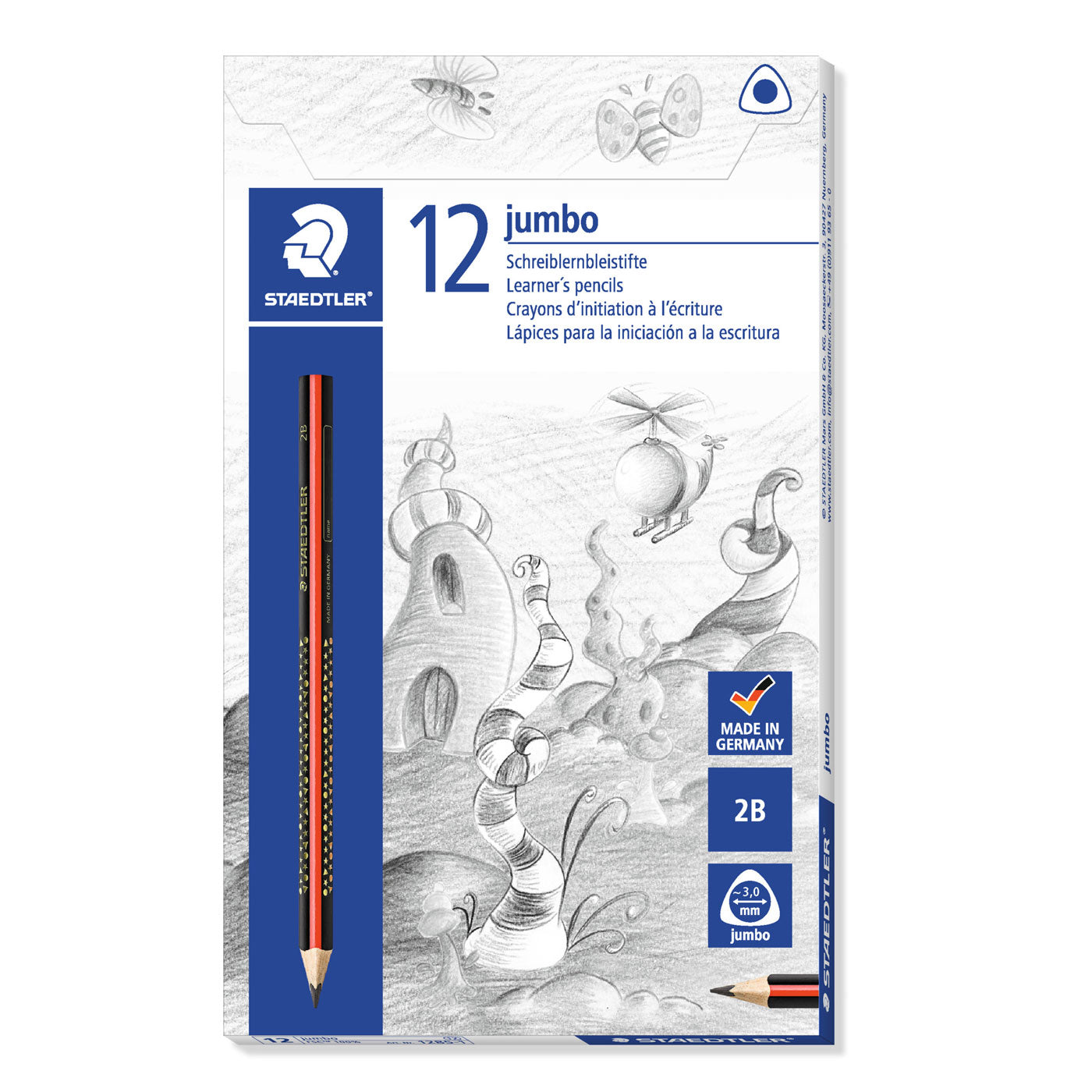 Staedtler Triangular Jumbo Pencil 1285-1 Graphite 2B
