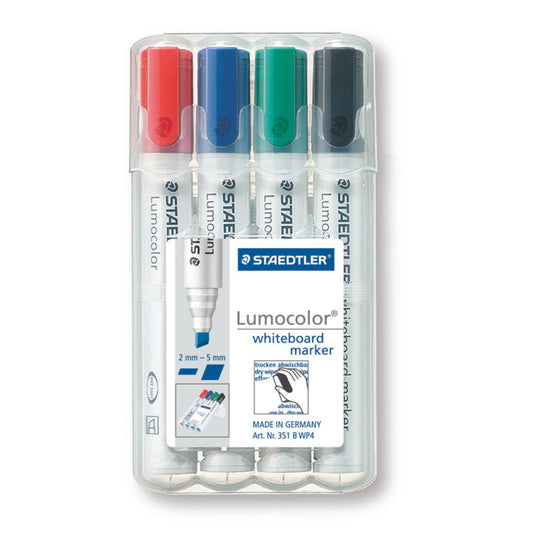 Staedtler Whiteboard Marker 351 B WP4 Lumocolor Chisel Tip Wallet 4