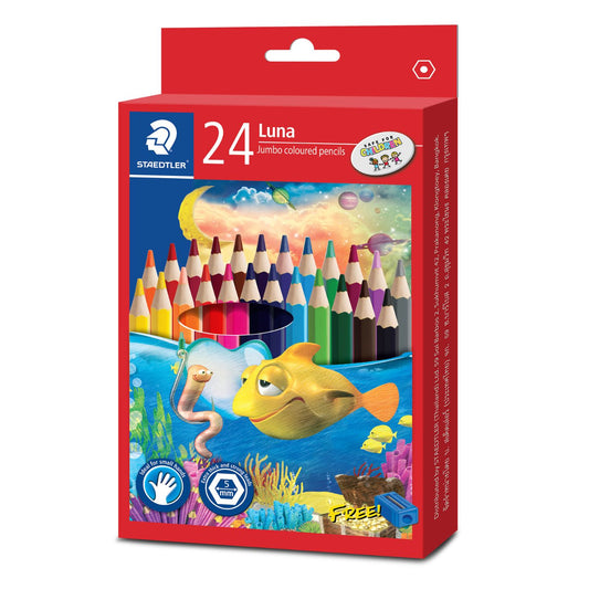 Staedtler Luna Jumbo Coloured Pencils + Free Sharpener 24 Pack