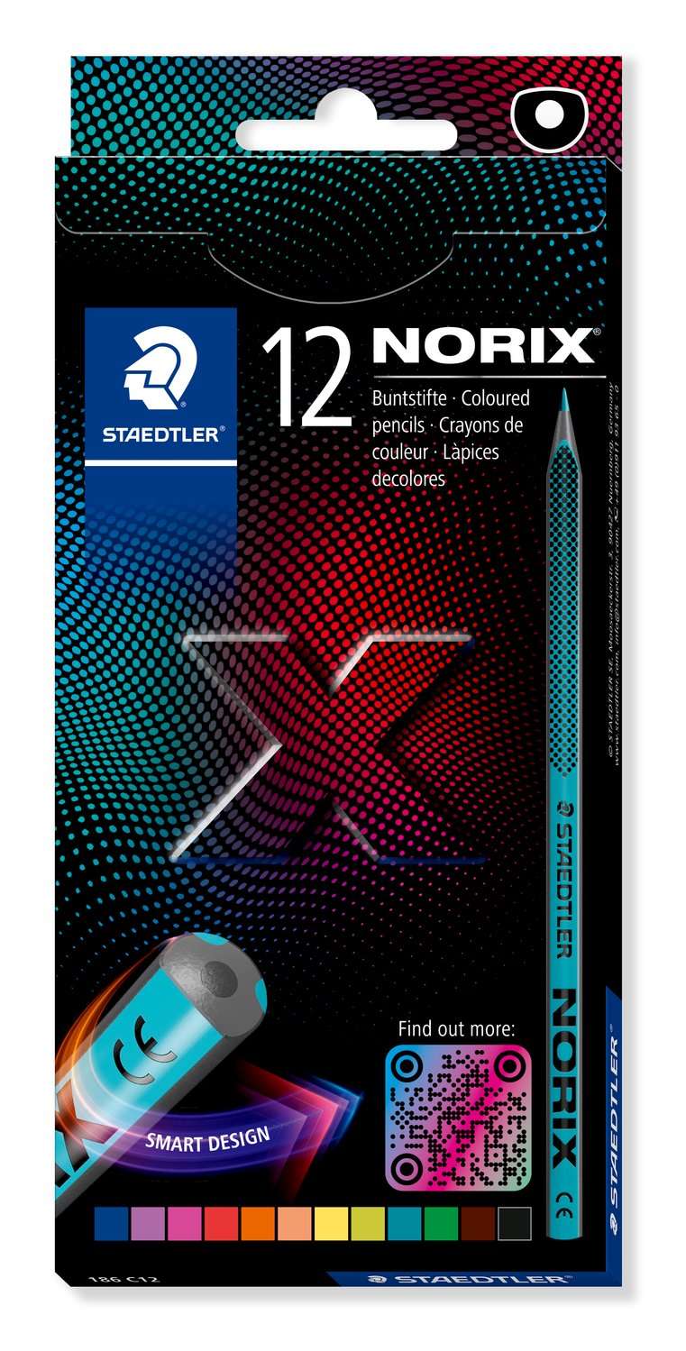 STAEDTLER Colouring Pencils - NORIX - 12 Assorted Colours - Pack of 12, 186 C12
