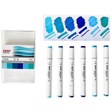 Kent Spectra Graphic Design Markers Set Of 6 Ocean Colours