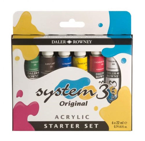 Daler Rowney System3 Acrylic Starter Paint Set Of 6x22ml
