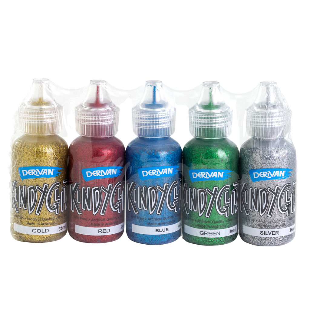 Derivan Kindy Glitz Glitter Glue Assorted Sets of 5x36ml