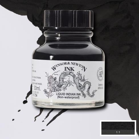 Winsor & Newton Non Waterproof Black Liquid Indian Ink
